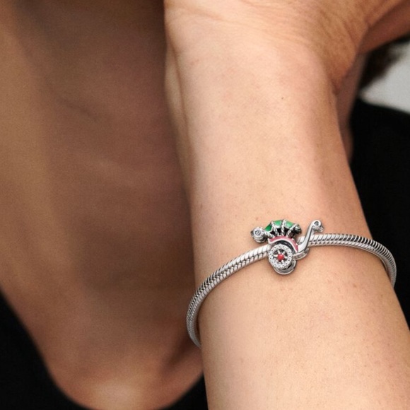 NWOT Rickshaw Charm w/ Cubic Zirconia, Red & Green Enamel Sterling Silver 925 - Picture 6 of 12